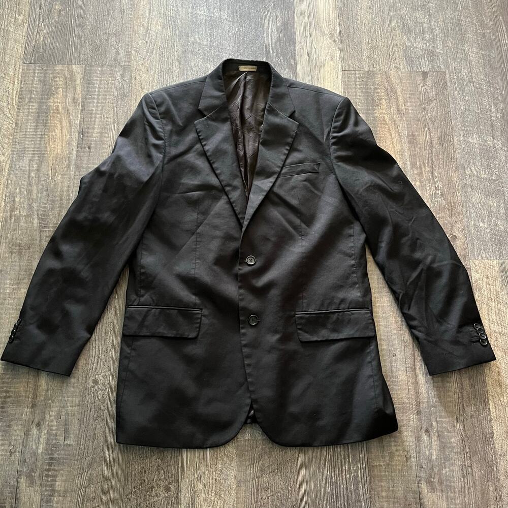 Banana Republic Men's 42L Black 100% Wool Blazer Sport Coat Made in Egypt